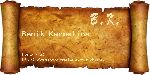 Benik Karmelina névjegykártya